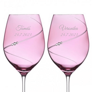 Dekorant svatby Svatební sklenice na červené víno Silhouette City Pink s krystaly Swarovski 470 ml 2KS