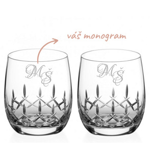 Dekorant Diamante skleničky na lihoviny Classic MONOGRAM 2KS
