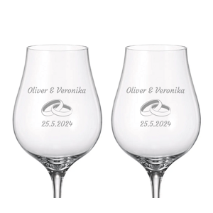 Crystalite Bohemia Svatební sklenice na bílé víno Prstýnky 250 ml 2KS