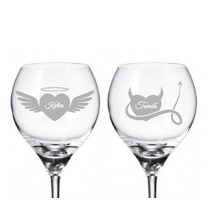 Crystalite Bohemia Svatební sklenice na bílé víno Angel and Devil 2KS