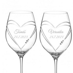 Diamante Svatební sklenice na červené víno Hearts s krystaly Swarovski 470ml 2KS