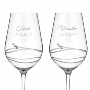 Diamante Svatební sklenice na bílé víno Venezia s kamínky Swarovski 350ml 2KS