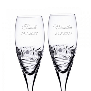 Onte Crystal Svatební ručně broušené sklenice na šampaňské Kometa 150 ml 2KS