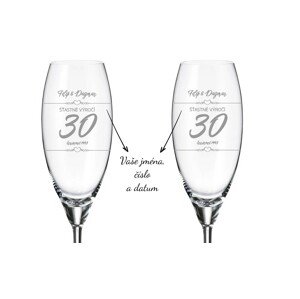 Dekorant svatby Sklenice na šampaňské k výročí ŠŤASTNÉ VÝROČÍ