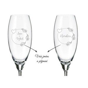 Dekorant svatby Svatební sklenice na šampaňské KRUH KVĚTINY
