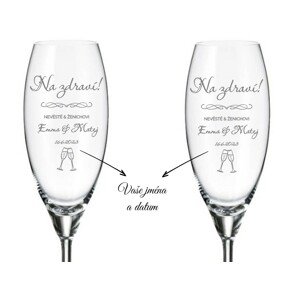 Crystalite Bohemia Svatební sklenice na šampaňské NA ZDRAVÍ!