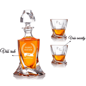 Dekorant Bohemia Crystal křišťálový whisky set s gravírováním DOBRÝ ROČNÍK 1+2