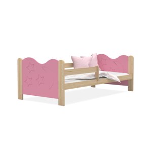 Expedo Dětská postel  MICKEY P1 + matrace + rošt ZDARMA, 160x80, borovice/růžová