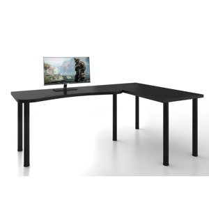 Expedo Počítačový rohový stůl MOOD L, 200/135x73-76x65, černá, pravý