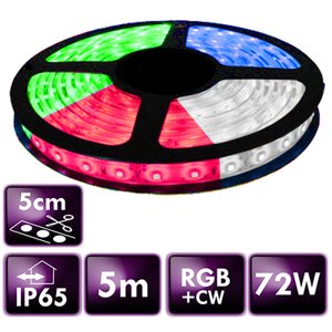 LED pásek - SMD 5050 - RGB+CW - 5 m - 60 LED/m - 14,4 W/m - IP65