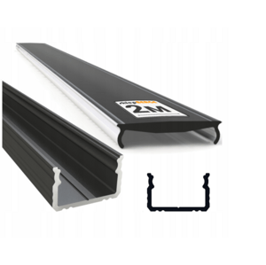 Profil pro LED pásky OXI-Dx přisazený 1m ČERNÝ + černý kryt