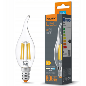 LED žárovka FLAME filament - E14 - 6W - neutrální bílá